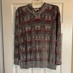 Ruff Hewn men’s gray Aztec lightweight hoodie sweatshirt size medium